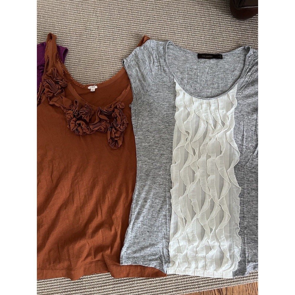 7 Anthropologie J Crew Sleeveless Short Sleeve Ruffle Top T Shirt Lot S 2 4 6 - Picture 4 of 11